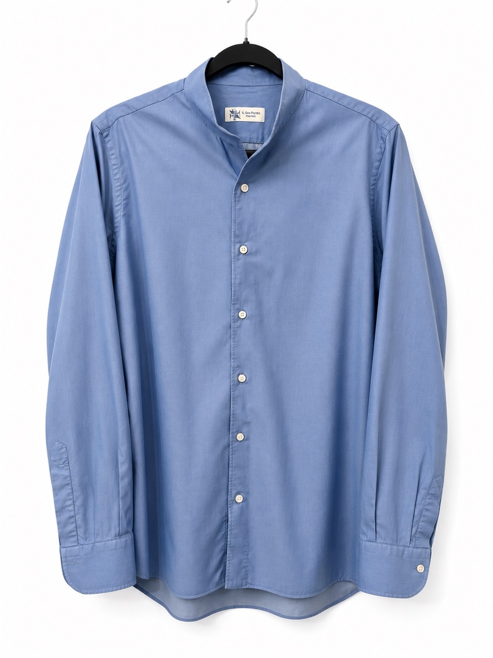 Il San Pietro Positano Italy Blue Band Collar Button Up Resort Shirt